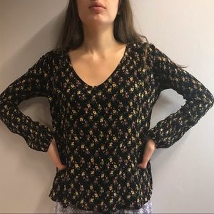 Florar Print Black Long Sleeve - Size XS